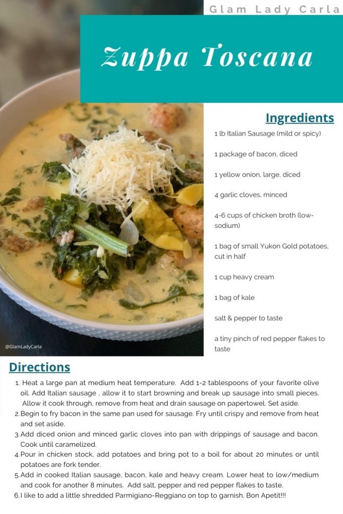 Glam Lady Carla_The Lady's Guide To Life__Zuppa Toscana - Tuscan Soup Recipe